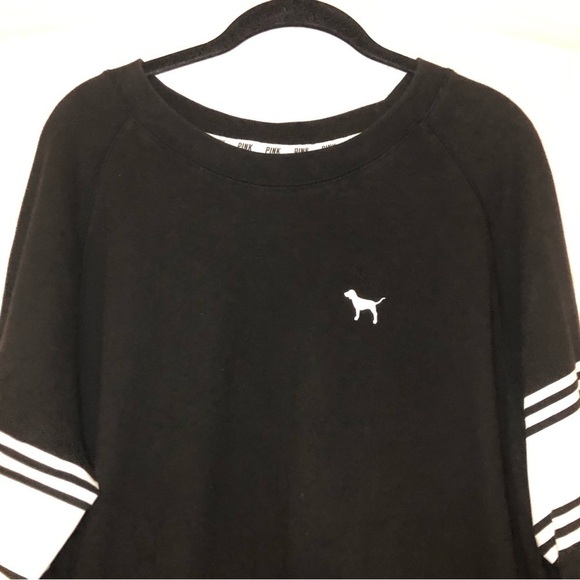 PINK Victoria’s Secret Black & White Striped Long Sleeve Crew Neck Size Large - Picture 2 of 8